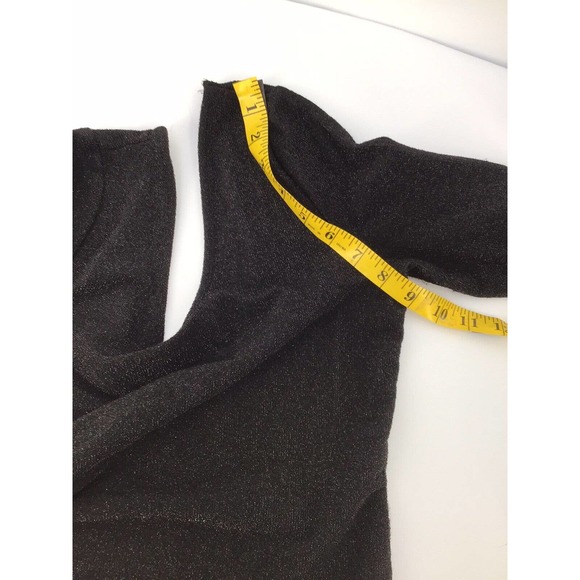 Zara Metall Bodysuit Top Black Shimmery Sparkly Long Sleeve Size Small - Picture 7 of 12